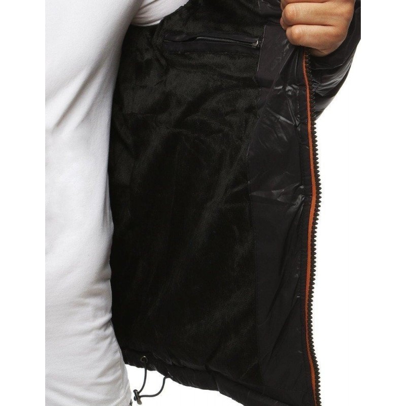 Pánska prešívaná bunda s kapucňou (tx2920) - čierna