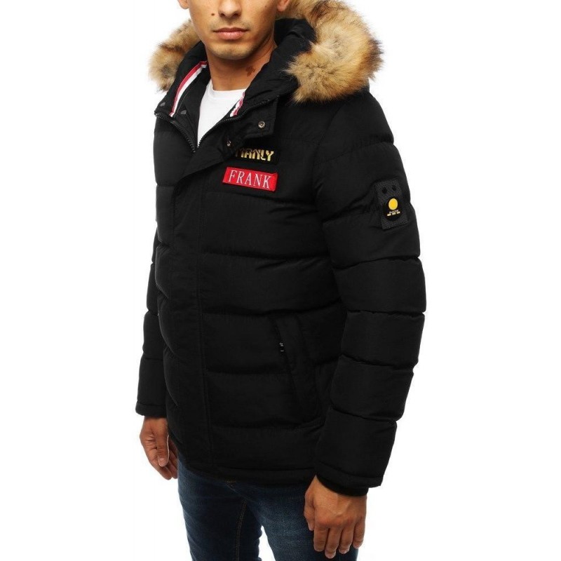 Zimná pánska bunda s kapucňou (tx2947) - čierna