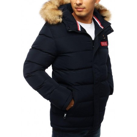 Zimná pánska bunda s kapucňou (tx2948) - tmavomodrá
