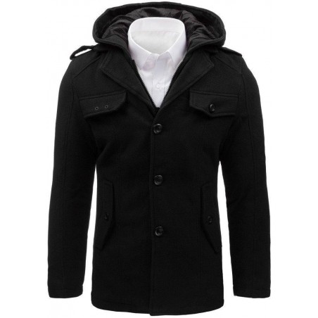 Pánsky čierny kabát (cx0400)