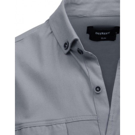 Pánska casual košeľa s dlhým rukávom (dx1752) - sivá, veľ. XXL