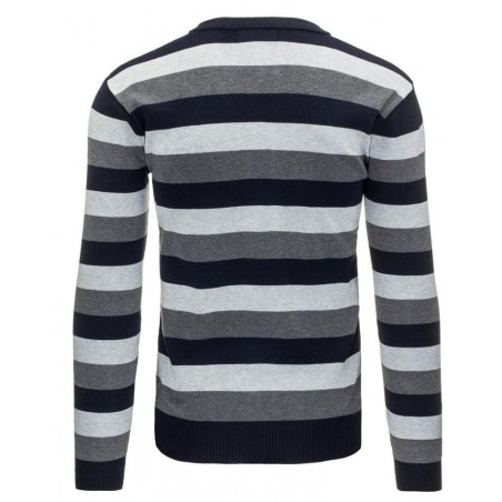 Pánsky pásikavý sveter (wx0871) - tmavomodrý "M"