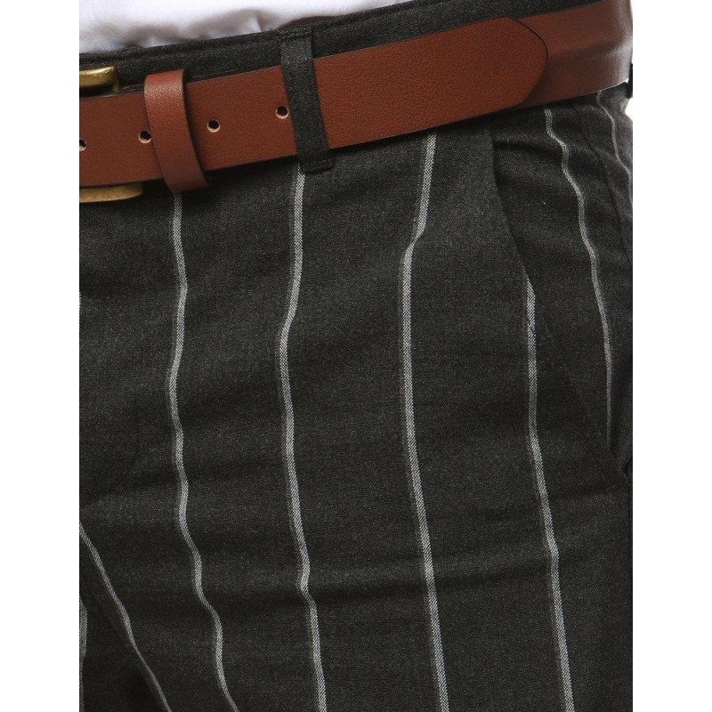 Pásikavé tmavosivé pánske nohavice (ux2145)
