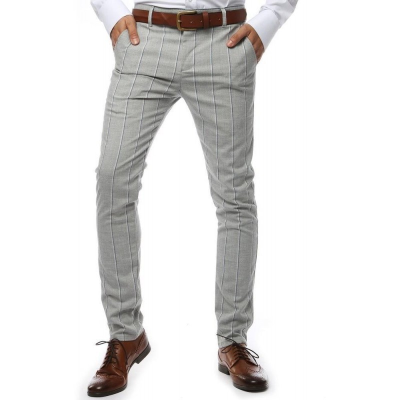 Pásikavé svetlosivé pánske nohavice (ux2146)