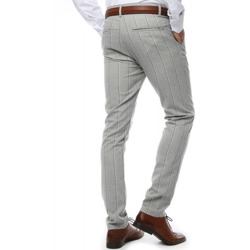 Pásikavé svetlosivé pánske nohavice (ux2146)