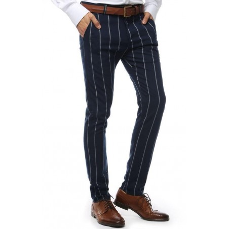 Pásikavé tmavomodré pánske nohavice (ux2147)