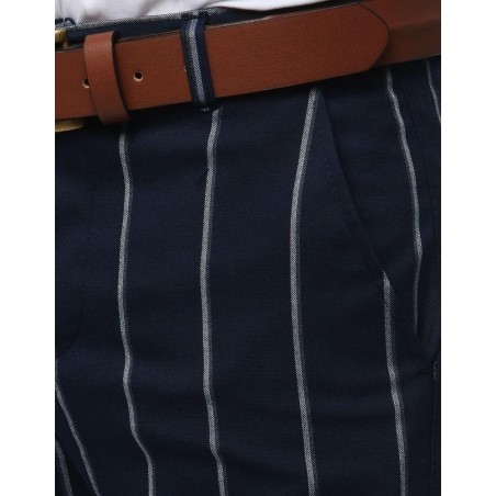 Pásikavé tmavomodré pánske nohavice (ux2147)