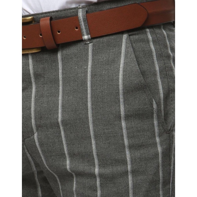 Pásikavé tmavosivé pánske nohavice (ux2148)