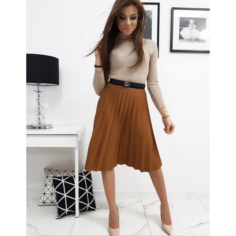 Dámska plisovaná sukňa VIRGIN (cy0225) - kamelová