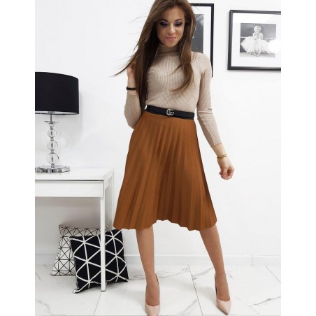Dámska plisovaná sukňa VIRGIN (cy0225) - kamelová