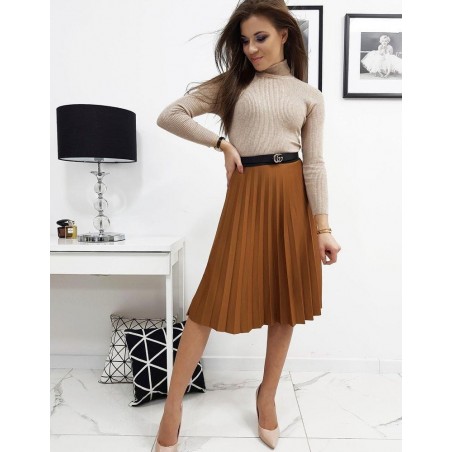 Dámska plisovaná sukňa VIRGIN (cy0225) - kamelová