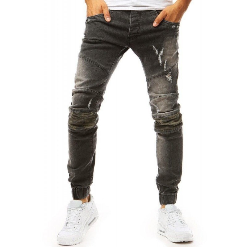 Pánske džínsové joggery (ux1971) - tmavosivé