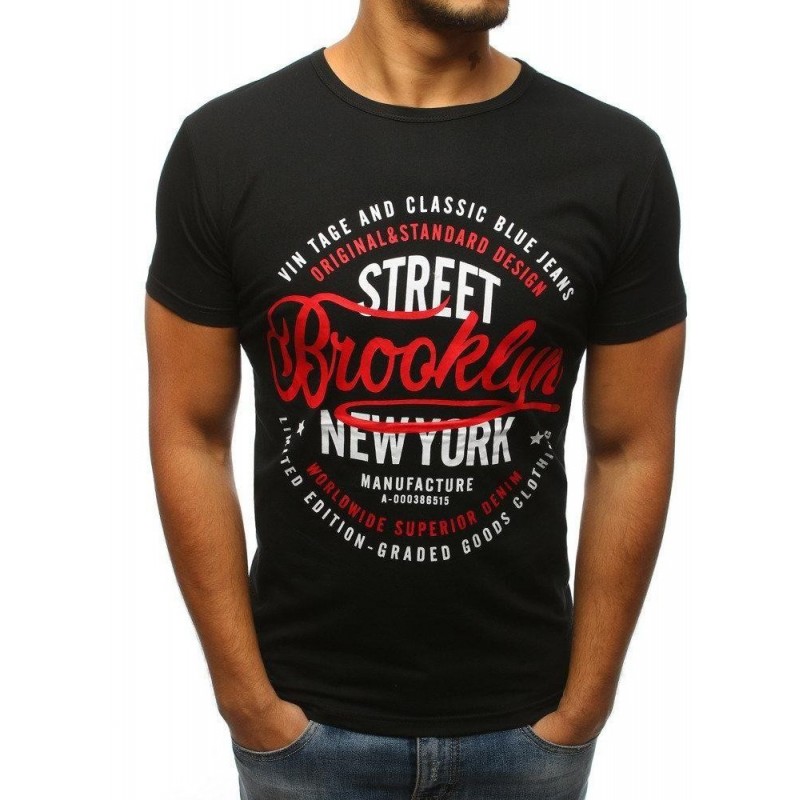 Čierne tričko s potlačou pre mužov (rx2974)