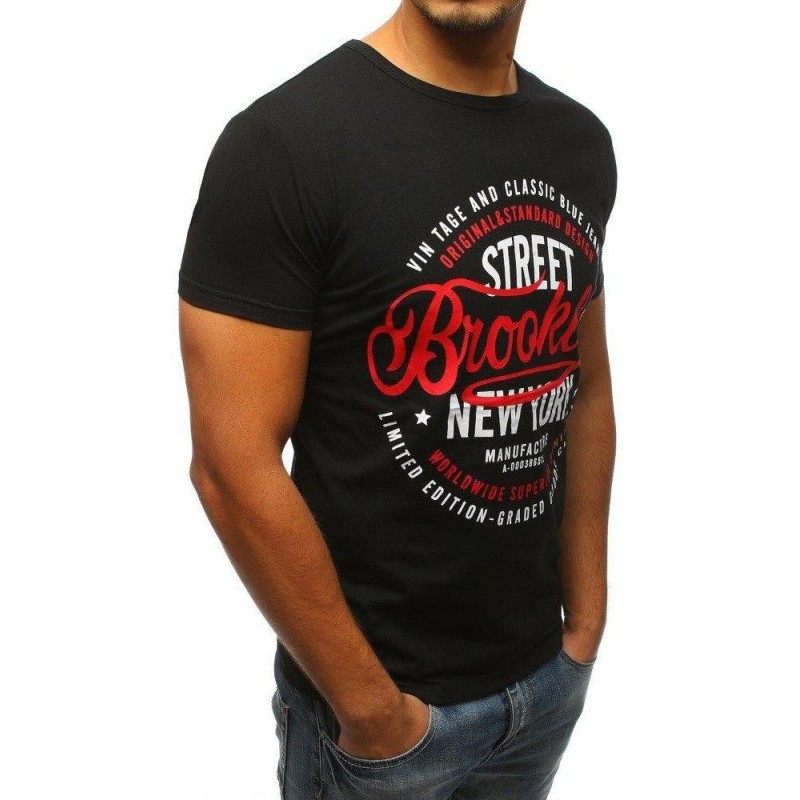 Čierne tričko s potlačou pre mužov (rx2974)