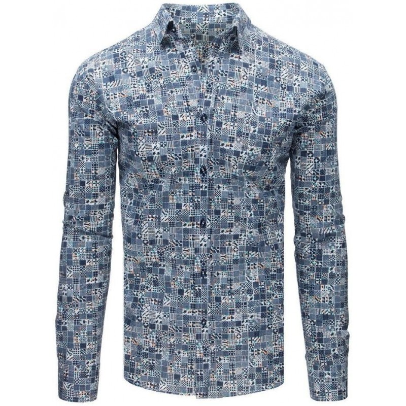 Modrá vzorovaná pánska košeľa (dx1677)