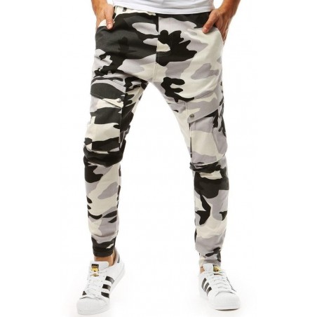 Pánske maskáčové biele jogger nohavice (ux1959)