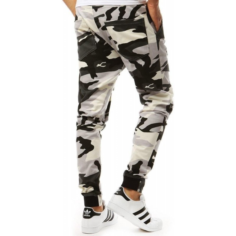 Pánske maskáčové biele jogger nohavice (ux1959)