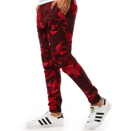 Pánske maskáčové červené jogger nohavice (ux1961)