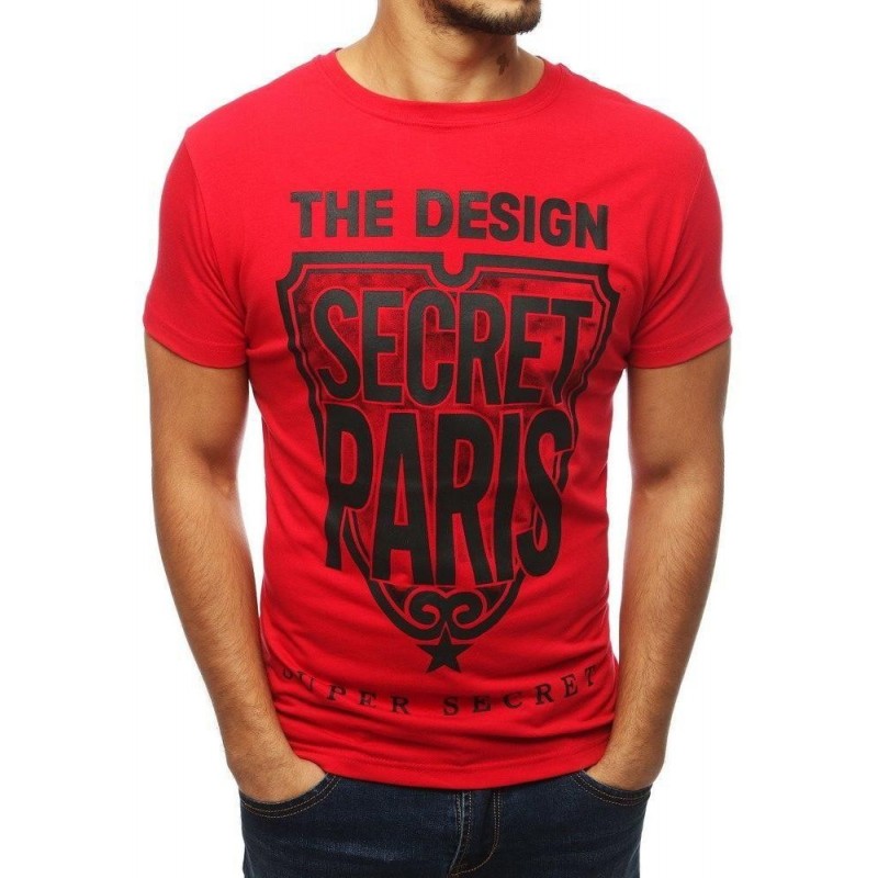 Červené pánske tričko s veľko potlačou RX3860