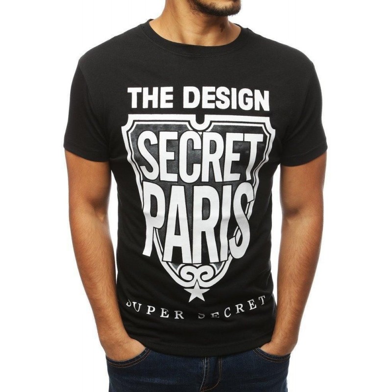 Čierne pánske tričko s veľko potlačou RX3862