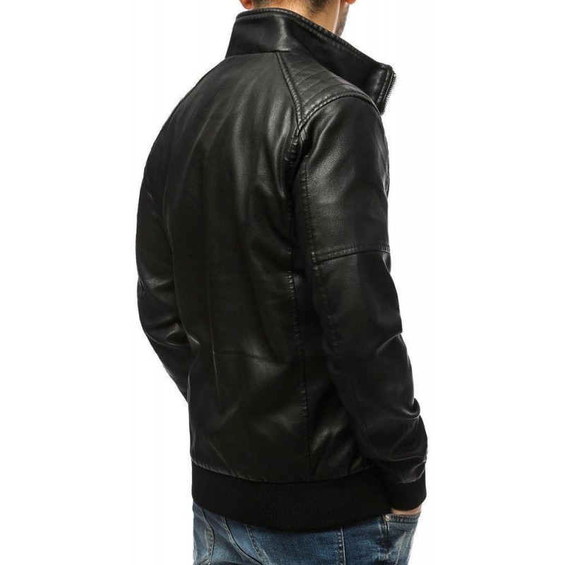 Čierna kožená bunda pre mužov TX3159