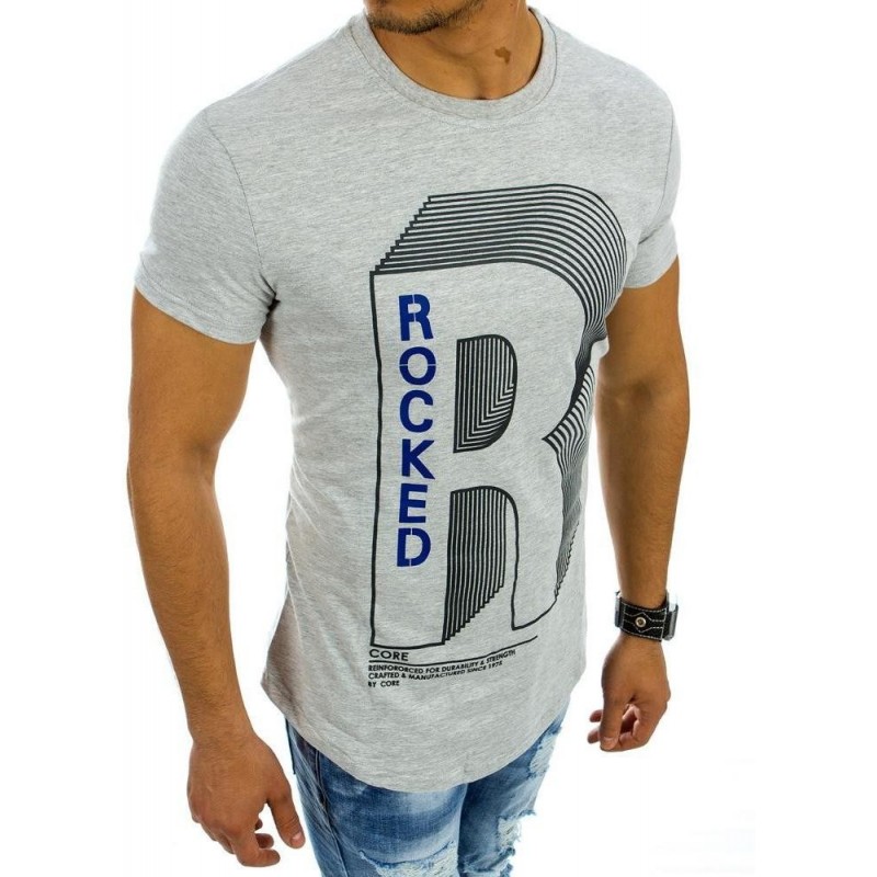 Pánske sivé tričko s potlačou (rx2135)