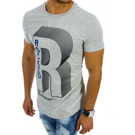 Pánske sivé tričko s potlačou (rx2135)