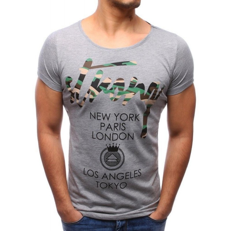 Pánske sivé tričko s krátkymi rukávmi (rx2190)