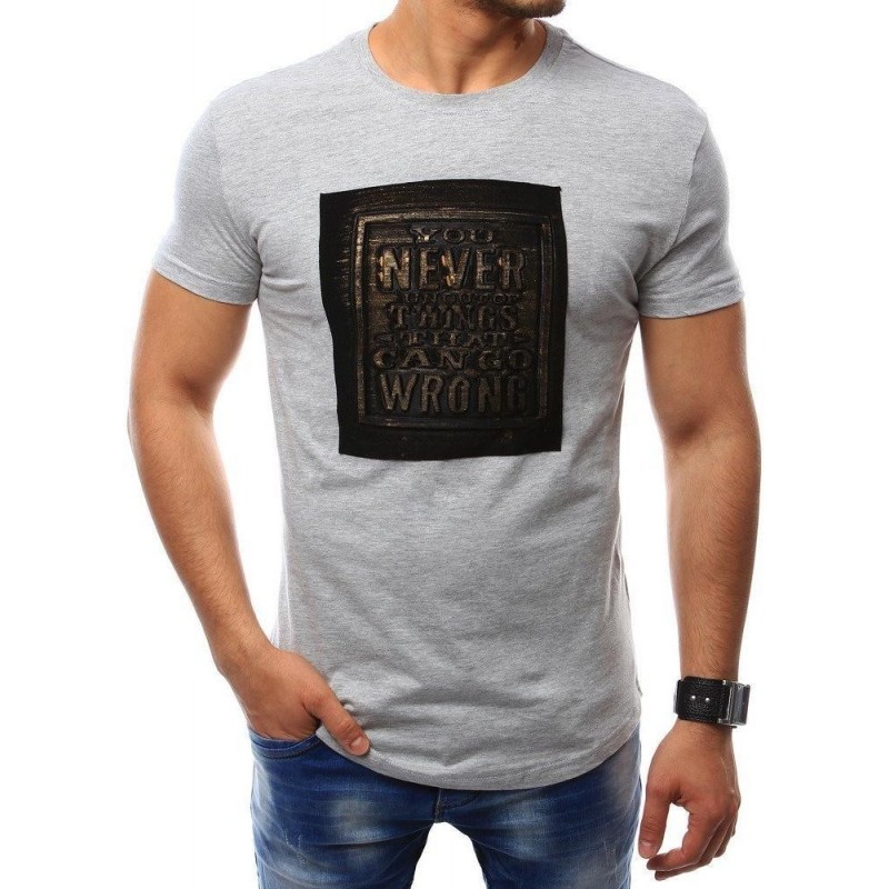 Pánske tričko s nášivkou (rx2409) - sivé