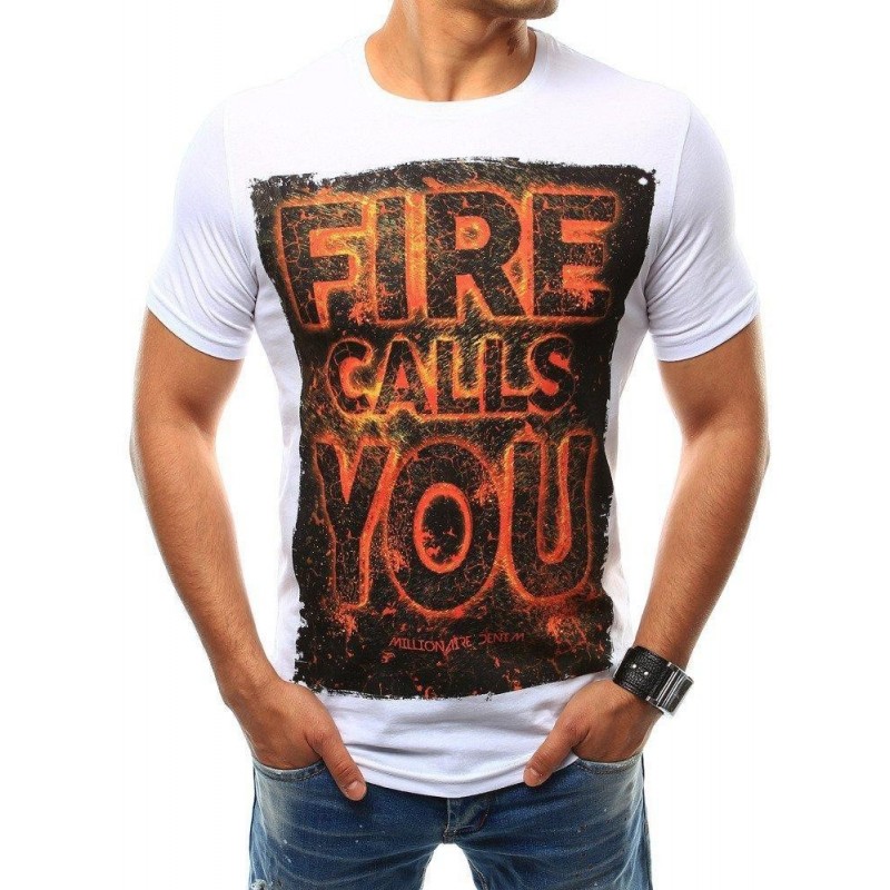 Pánske biele tričko s veľkou potlačou (rx2460)