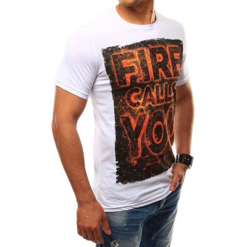 Pánske biele tričko s veľkou potlačou (rx2460)