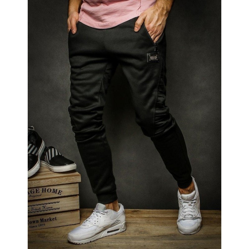 Oteplené pánske čierne tepláky UX2328