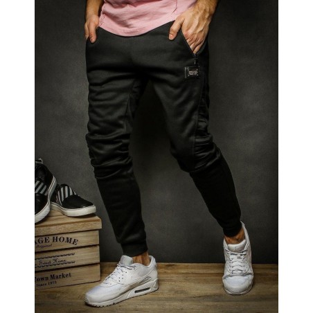 Oteplené pánske čierne tepláky UX2328