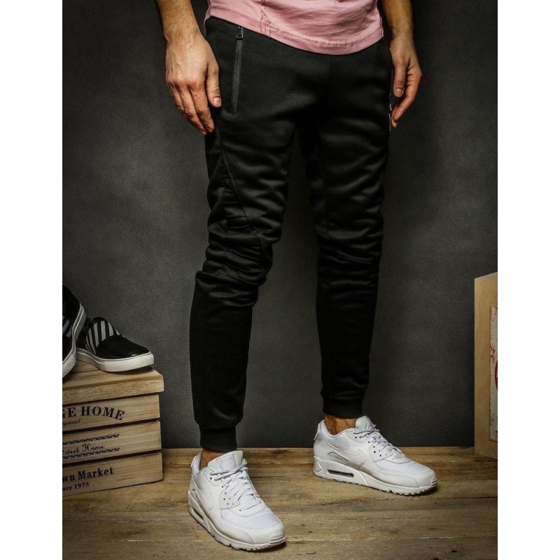 Oteplené pánske čierne tepláky UX2328