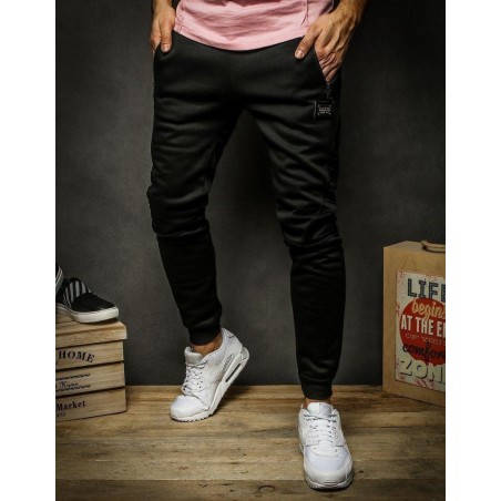 Oteplené pánske čierne tepláky UX2328