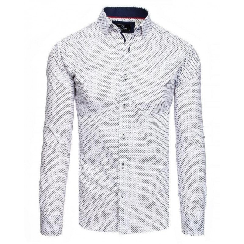 Biela pánska košeľa s dlhým rukávom PREMIUM DX1803