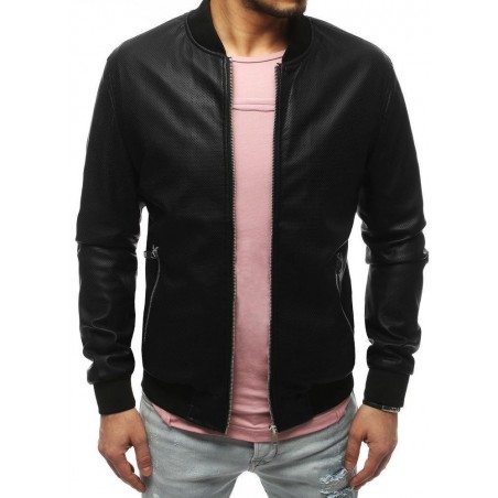 Čierna pánska kožená bunda TX3191
