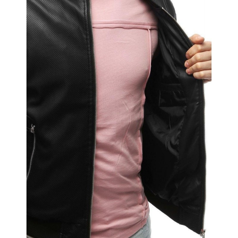 Čierna pánska kožená bunda TX3191