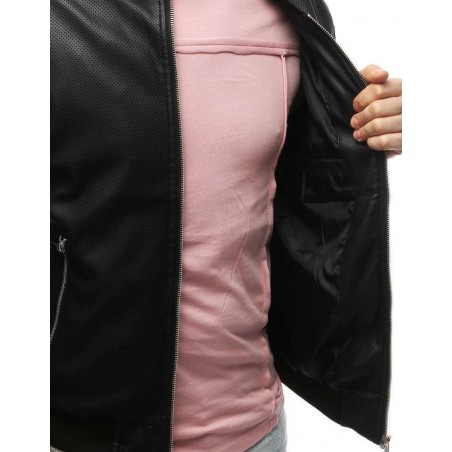 Čierna pánska kožená bunda TX3191