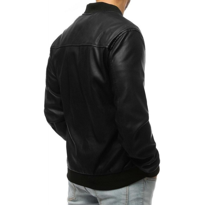 Čierna pánska kožená bunda TX3191