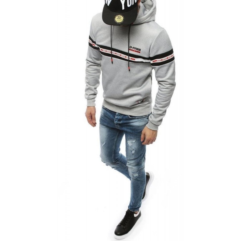 Mikina s kapucňou pre pánov BX4348 - svetlosivá