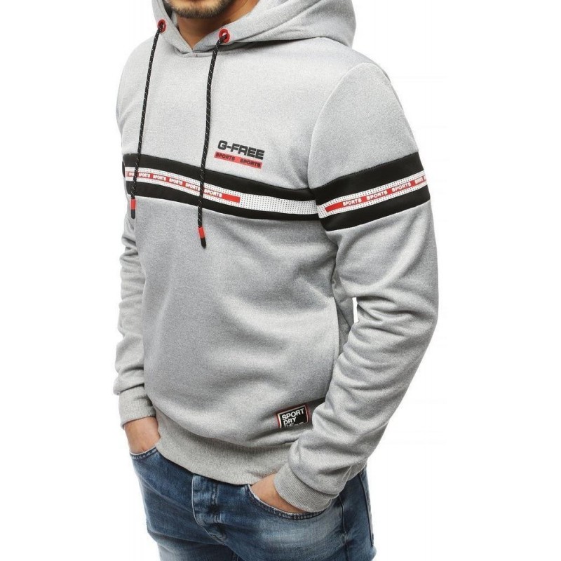 Mikina s kapucňou pre pánov BX4348 - svetlosivá