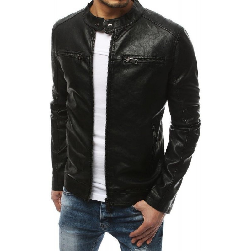 Pánska kožená čierna bunda TX3210
