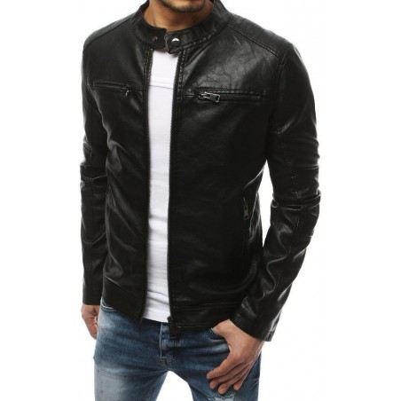 Pánska kožená čierna bunda TX3210