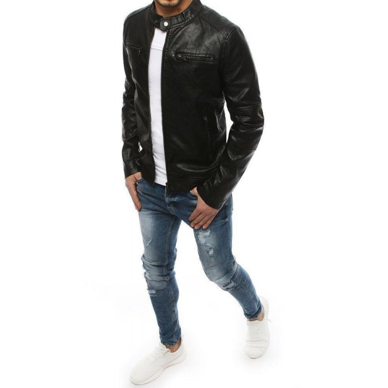 Pánska kožená čierna bunda TX3210