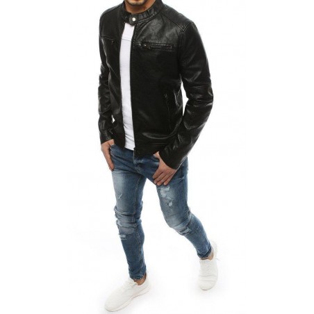 Pánska kožená čierna bunda TX3210