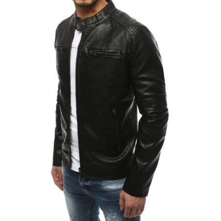 Pánska kožená čierna bunda TX3210