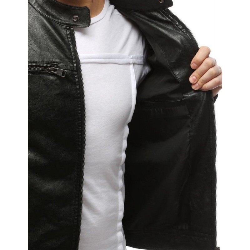 Pánska kožená čierna bunda TX3210