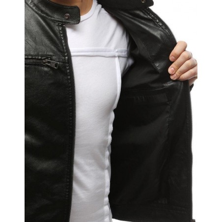 Pánska kožená čierna bunda TX3210