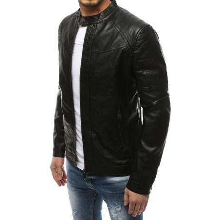 Pánska kožená čierna bunda TX3213
